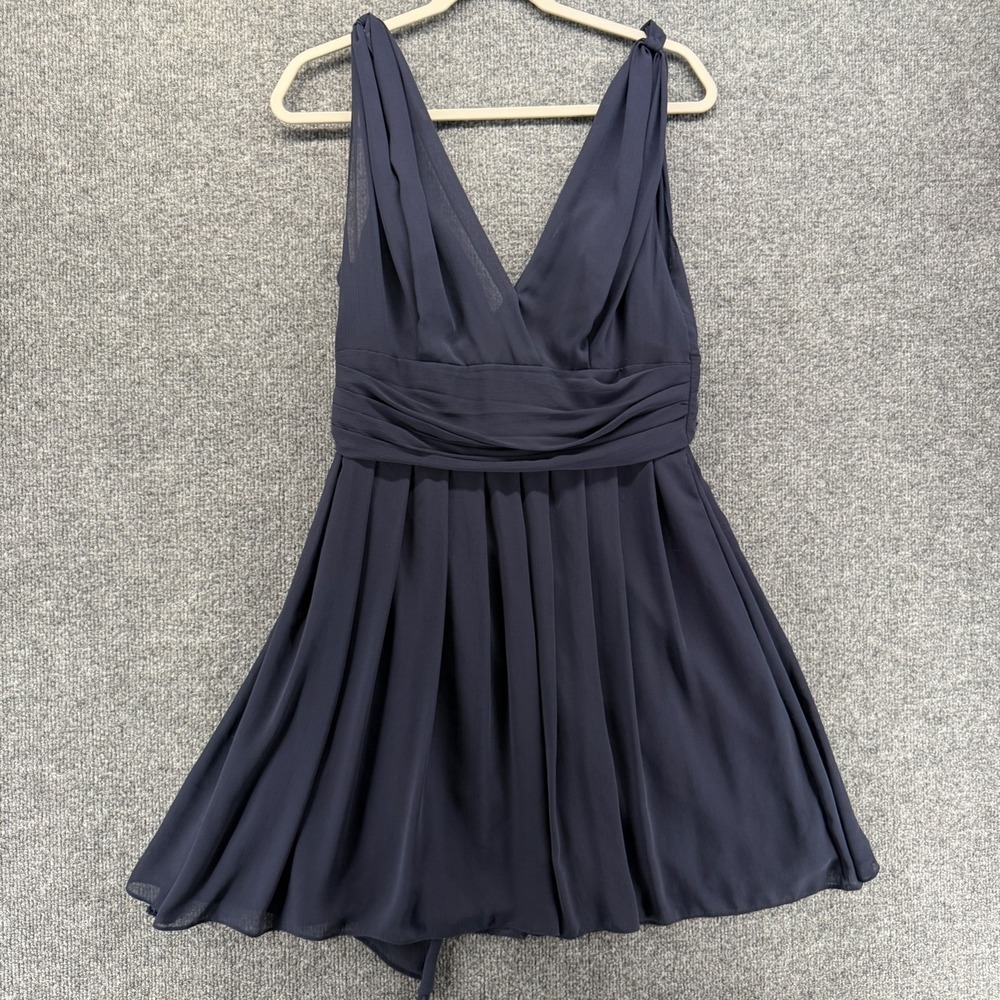 Watters & Watters Dress Womens 8 Blue V-Neck Flowy Chiffon Formal Event Wedding